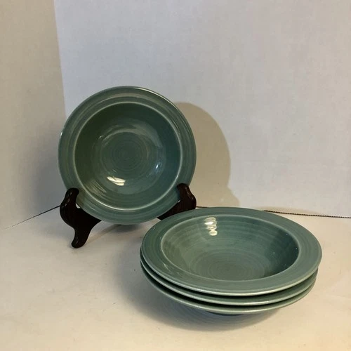 Red Wing Pottery Village Green Fruit Bowls Set of 4 Hand Painted Vtg USA 5 5/8"
