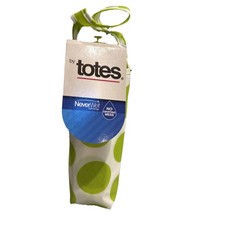 Totes Never Wet Mini Green Polka Dot 38" Manual Lift Umbrella with Case NEW