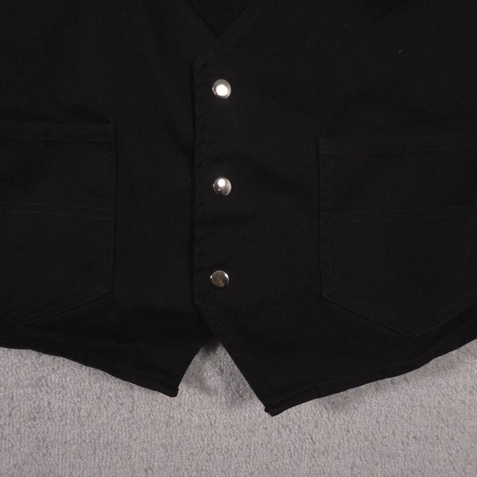 Chaleco Western Express Para Hombre Grande Negro Algodón Frente a Presión Vaquero Occidental Foto 4 de 4