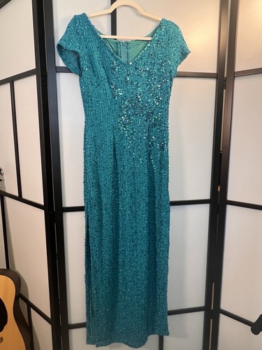 Teal Sequin Gown Size 4-6 - Picture 1 of 5