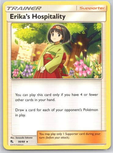 Erika's Hospitality 56/68 Rare Hidden Fates Pokemon Near Mint