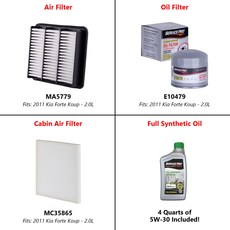 2011 Kia Forte Koup 2.0L Complete Air, Oil & Cabin Filter Kit (5W-30) - Image 2 of 4