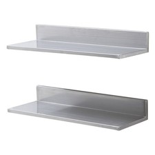 Wall-Mounted Stainless Shelf 8.6"x24", Brushed 430 Steel, 44lb