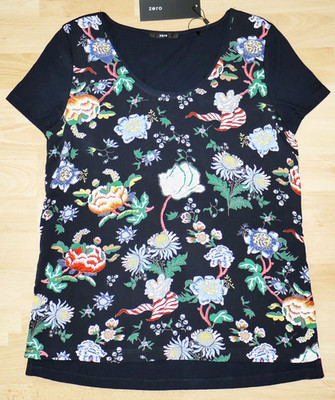ZERO Shirt Gr.38 dunkel blau weiß rot grün Blumen Streifen Set ++Neu++