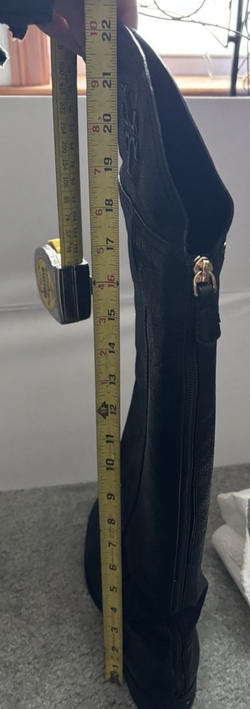 Tory Burch Simone Tall Over The Knee Black Leather Boots Size 7M Equestrian thumbnail 12