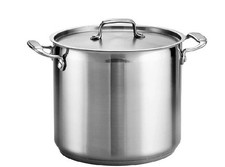 Stainless Steel Stock Pot Glass Lids- Deep Two Tone Silver Pot, REPACKED