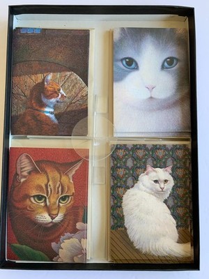 Vintage Hallmark Cat Notecards All Occasion Lesley Ann Ivory Designs 14ct New