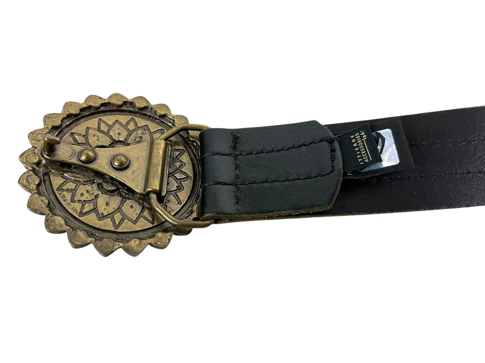 Cinturón De Colección Roberto Cavalli Ittierre Italiano Cuero Marrón Oscuro con Hebilla de Estrás Foto 4 de 4