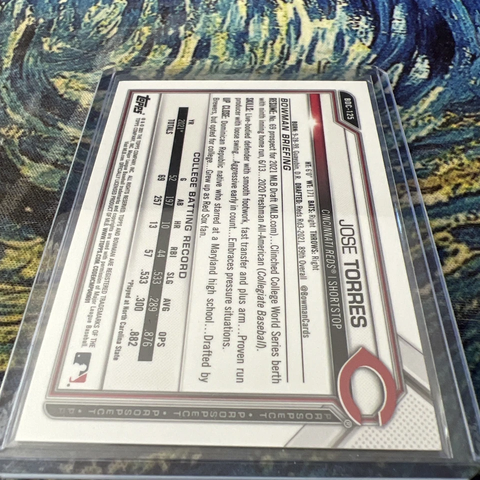 2021 Bowman Draft Baseball Jose Torres 1st Gold Refractor /99 - Image 2 of 3