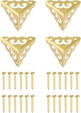 uxcell 4 Pcs Brass Edge Guard, 20mm Decorative Box Corner Cover, 20mm, Gold