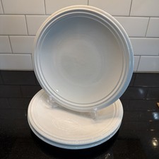 Pfaltzgraff Terrace Solid White 10 3/8'' Dinner Plate Embossed Ring Rim Lot of 3