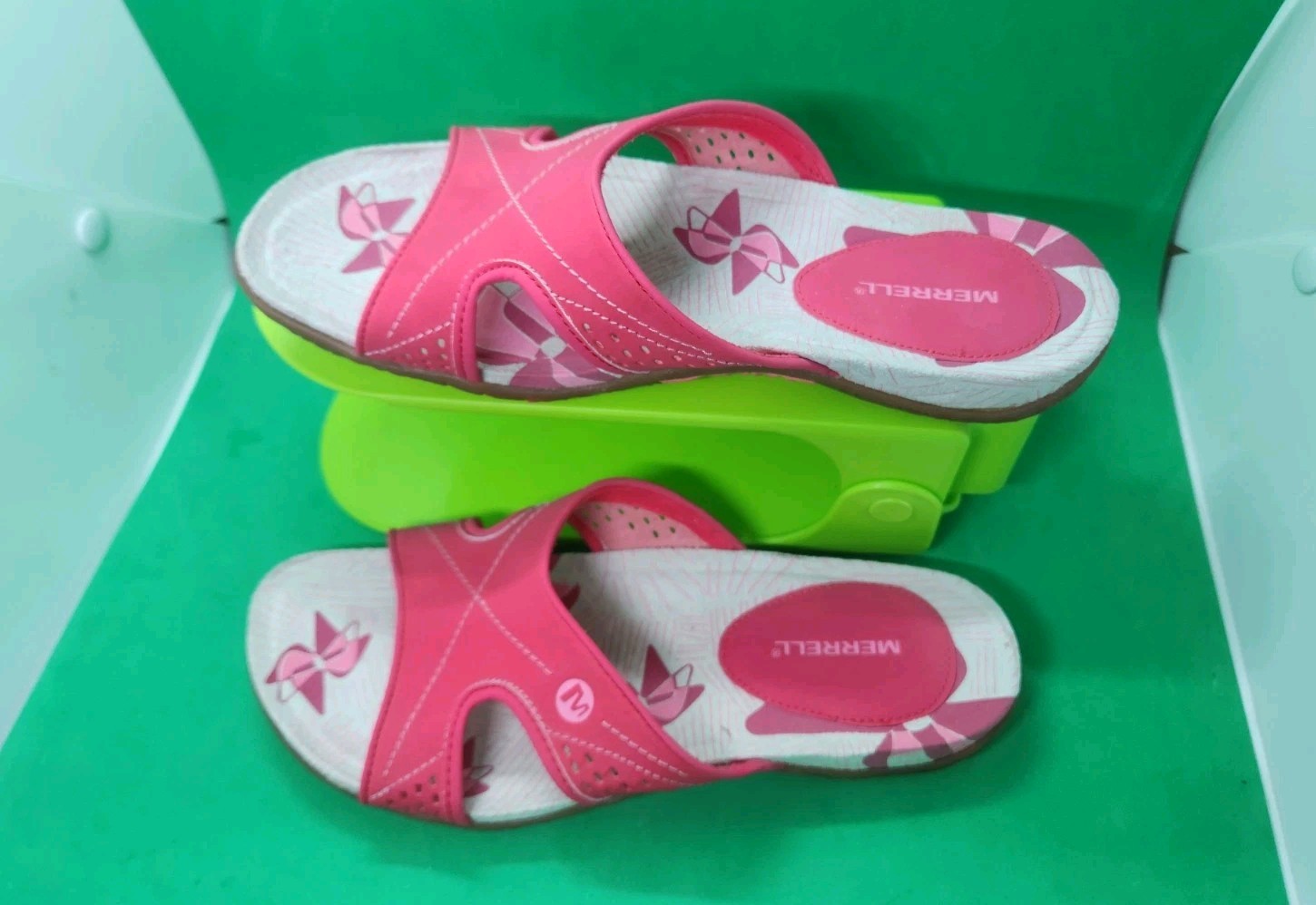 Sandali Merrell rosa pelle ammortizzata schiuma slide flat comodi donna taglia 7.