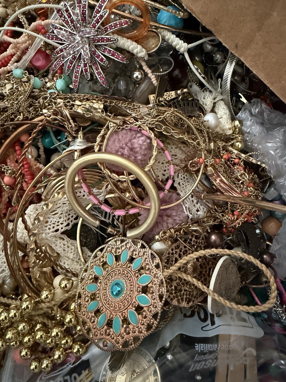 3 lbs Mixed Jewelry Lot Good Broken Tangled Wear Repair all Tones