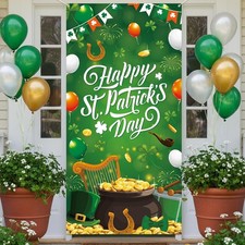St Patricks Day Door Cover Decorations Happy St Patricks Day Banner 71x35in L...