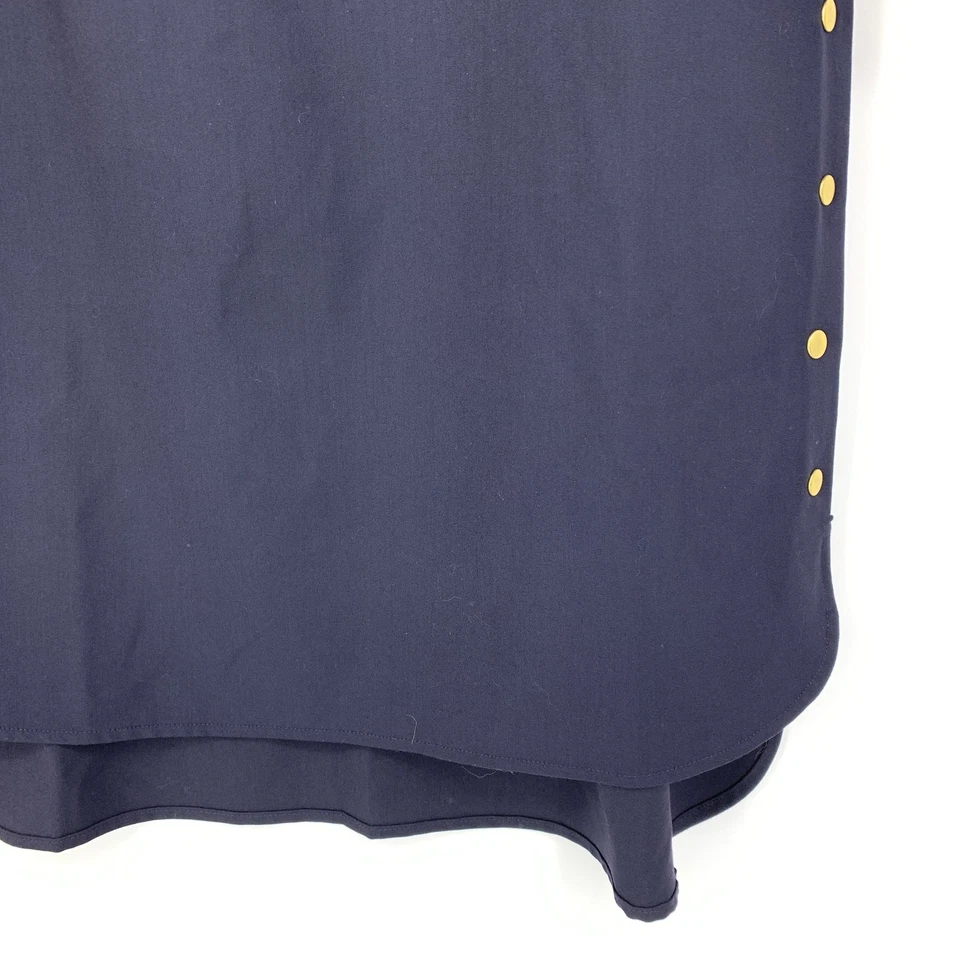 Sharagano Shirt Dress Women's Size Medium Side Button Detail Long Sleeve Navy - Image 4 of 4