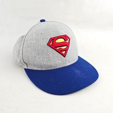 Superman Hat Youth Kids One Size Gray Blue Snapback DC Comics Superhero Cap