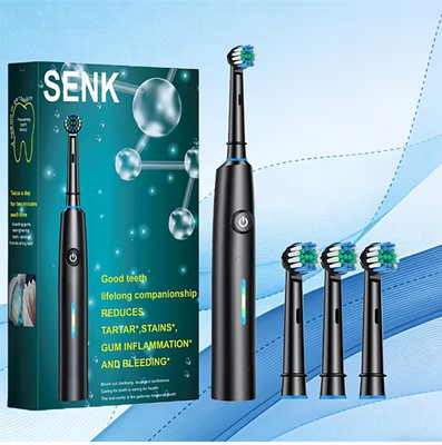 SENK Rotierende Elektrische Zahnbürste USB Wiederaufladbar 4 Bürstenköpfe Timer 6 Modi UK