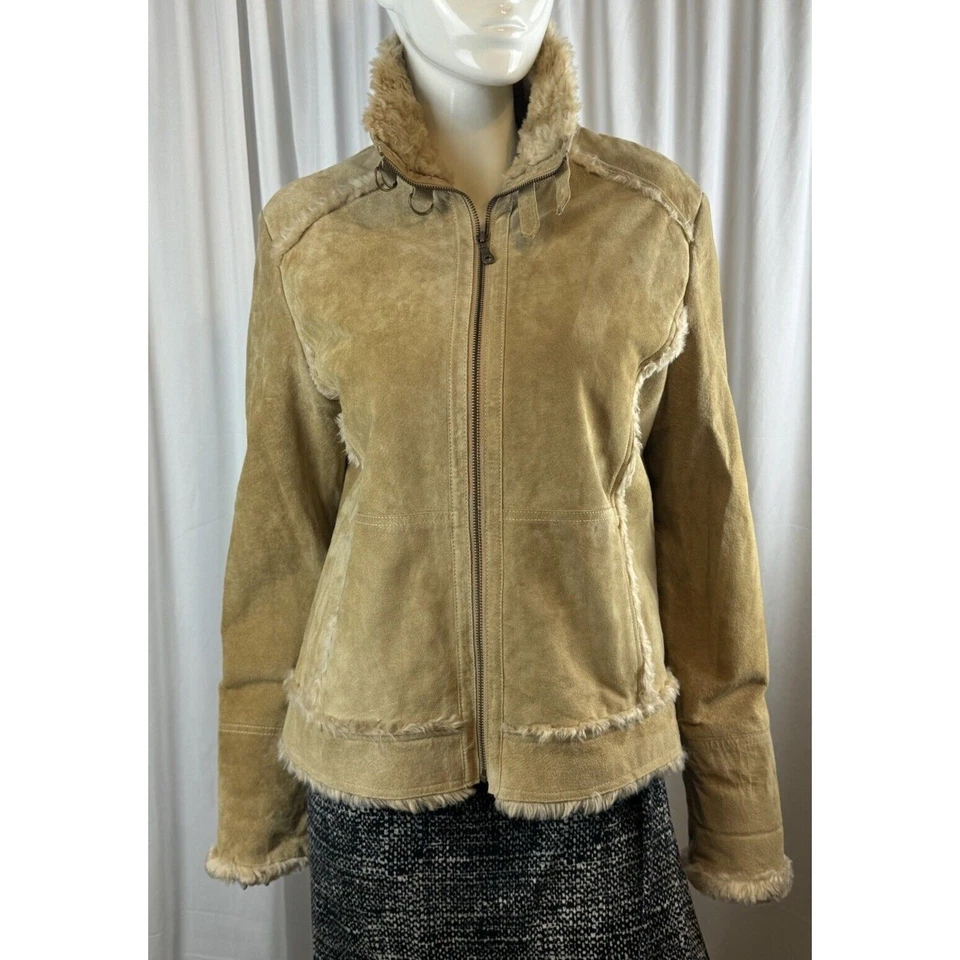Chaqueta de cuero Wilson Máxima vintage con ribete de piel sintética forrada Moto Bomber Y2K 62-41 Foto 2 de 4