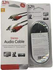 2-Pack GE 12ft RCA Audio Cable 2-RCA Male to ...