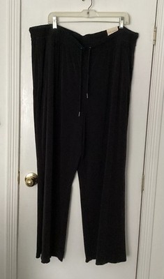 Lane Bryant Matte Jersey Wide Leg Mid-Rise Drawstring Stretch Pants Black 26/28