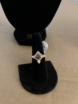 Bomb Party RBP3858 The Aphrodite Ring Size 7 Amethyst CZ Gold & Rhodium Plated