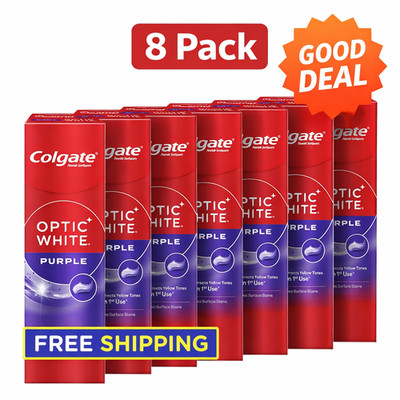 Colgate Optic White Purple Toothpaste 8 Pack   FREE SHIPPING