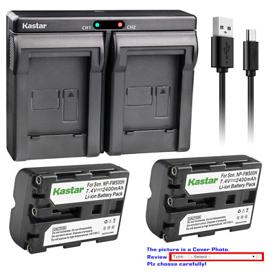 Kastar Battery Dual USB Charger for Sony NP-FM500H & a57 a57 SLT-A57 SLT-A57Y