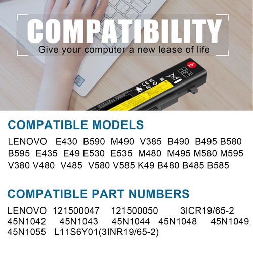 75+ Battery For Lenovo ThinkPad E430 E431 E435 E440 E445 E530 E531 E535 E540 48W - Picture 6 of 10