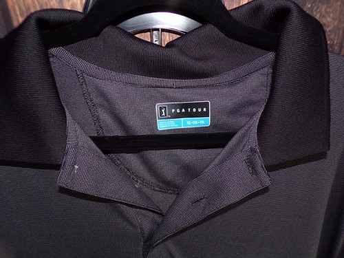 Herren PGA Tour Golf Poloshirt XL Kurzarm anthrazit schwarz gestreift - Bild 2 von 4