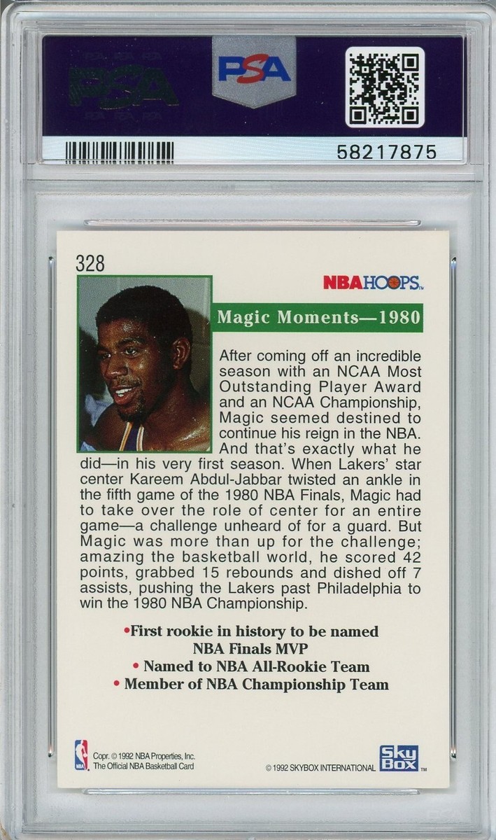 1992 Hoops #328 Magic Johnson Magic Moments-1980 PSA 9 | eBay