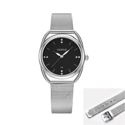 Armbanduhr Damen Uhr Damenuhr Frauen Quartz Analog Silber Schwarz Edelstahl Neu