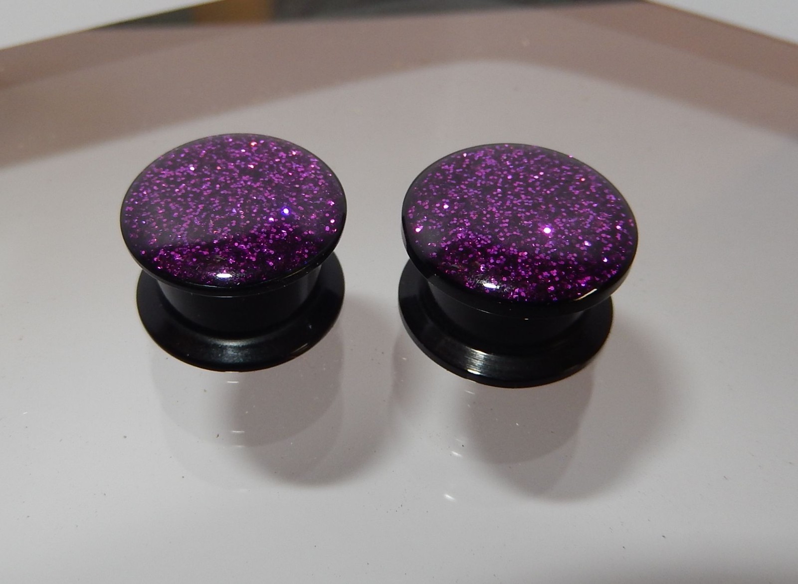 PAIR of Acrylic Glitter Screw Ear Plug/Tunnels 6mm 25mm eBay