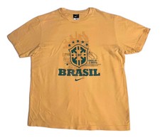 Mens Neymar Nike Brasil Brazil Futebol Football Shirt Cotton Yellow Size Medium