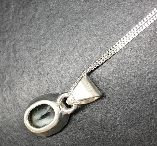 aquamarine pendant oval solid Sterling Silver adjustable 16/18” chain, natural - Picture 11 of 17