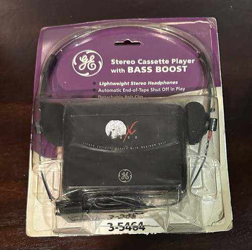 GE General Electric Max Bass Stereo Cassette Player 3-5464A with Headset - Picture 2 of 3
