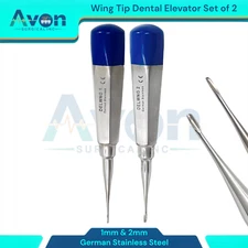 Set of 2 Veterinary Tooth Luxating Extraction Pick Elevator 1mm + 2mm, Stainless