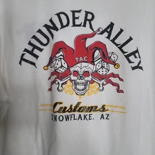 Thunder Alley Customs Snowflake AZ White Size XL T Shirt Skull Dice TAC