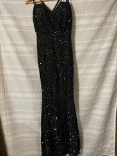 Miss Ord Black Sequin Split Prom Dress Women Sz S 75.00