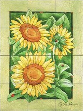Sunflower Tile Backsplash Sara Mullen Floral Art Ceramic Mural SM010