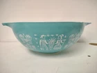 Vintage Pyrex 4 qt. Amish Butterprint Cinderella Turquoise Blue Mixing Bowl #444