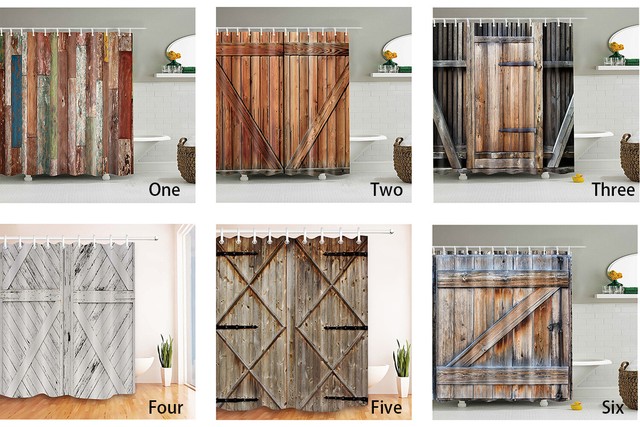 Barn Wooden Door Fabric Shower Curtain Rustic Wood Farm House Bath Decor 75 L For Sale Online Ebay