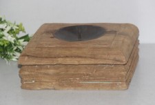 Antico IN Legno Pilastro Base Colonna Portacandele Stand Originale Old Mano
