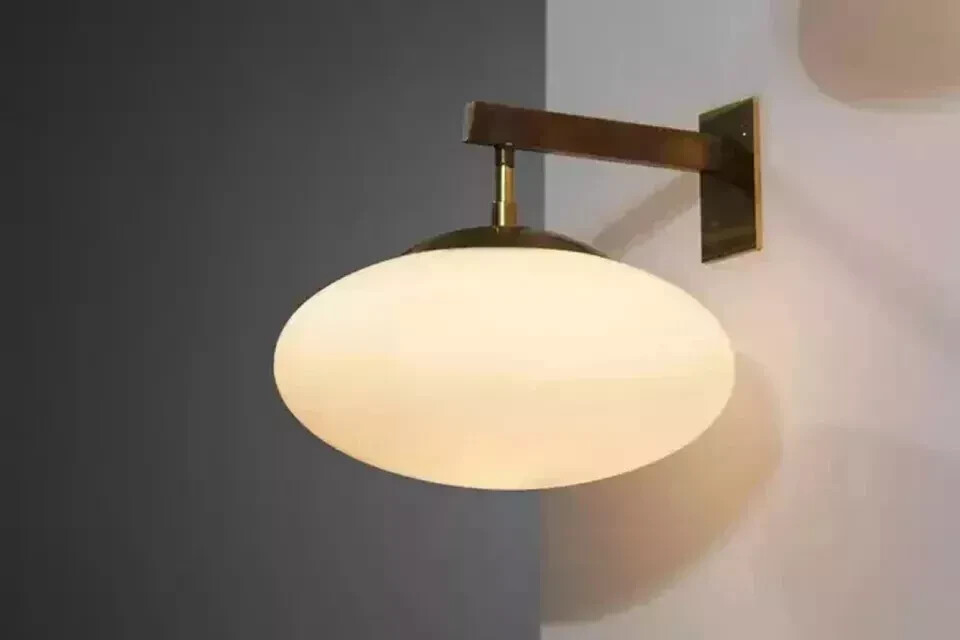 Mid Century  Modern Opaline G lass Wall Sconce Industrial Italian Stilnovo
