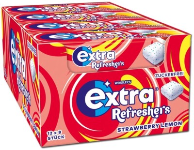Wrigleys Extra Refreshers Strawberry Lemon - Kaugummi Dragees - 12er