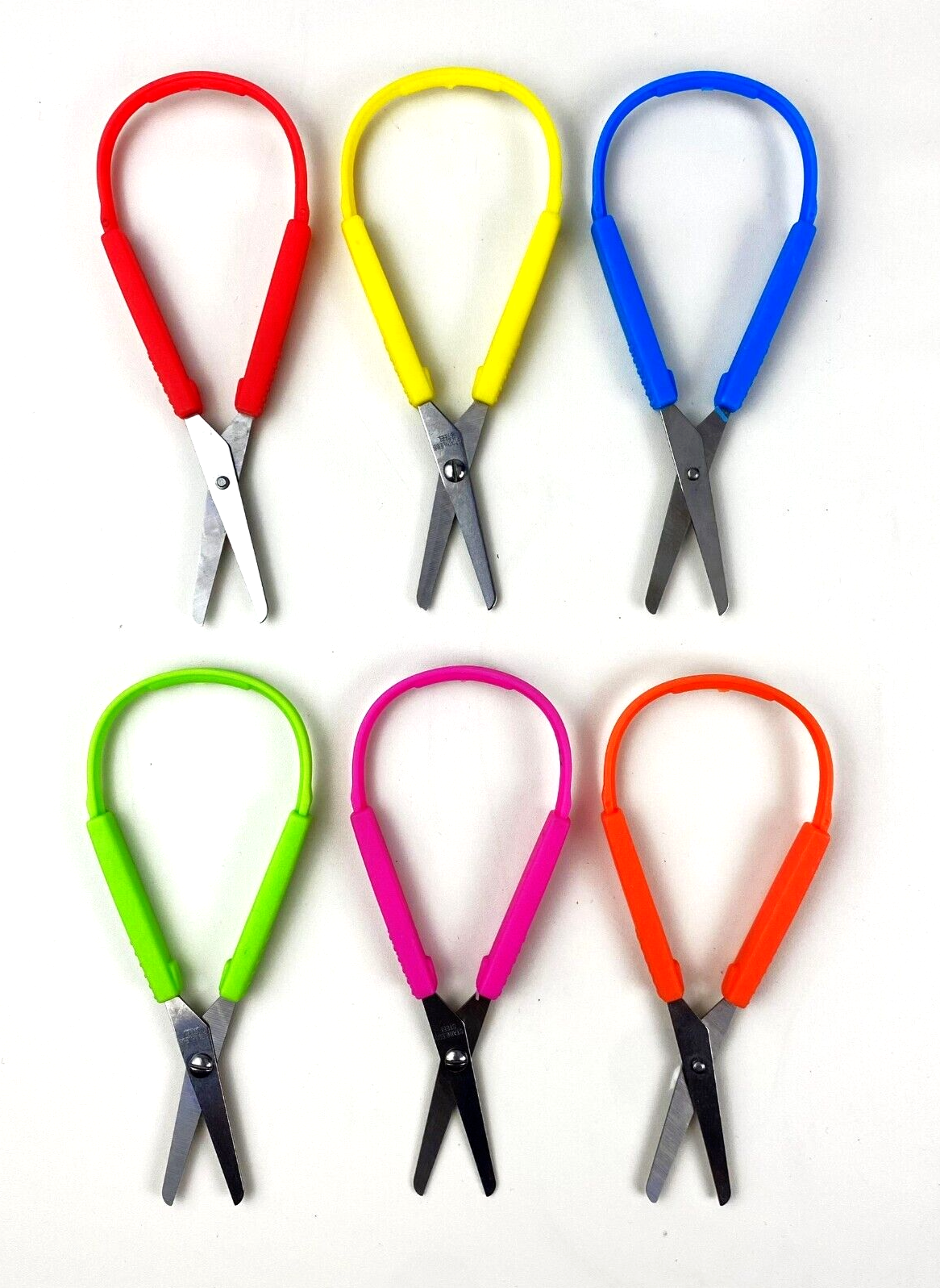 Child-Friendly Adaptive Loop Scissors 6-Pack with Squeeze Handles  -image