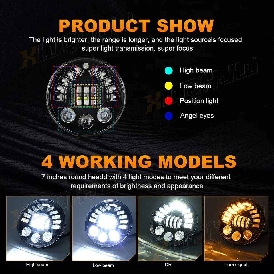 Faros LED redondos de 7 pulgadas para Chevrolet G10 G20 G30 1975 1976 1977 1978-1987 Foto 3 de 4