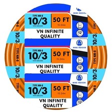 10/3 NM-B Sheathed Cable - Non-Mettalic with Ground Equivalent to Romex 50ft