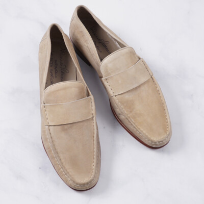 Silvano Lattanzi Distressed Tan Nubuck Leather Loafers US 11.5 Shoes