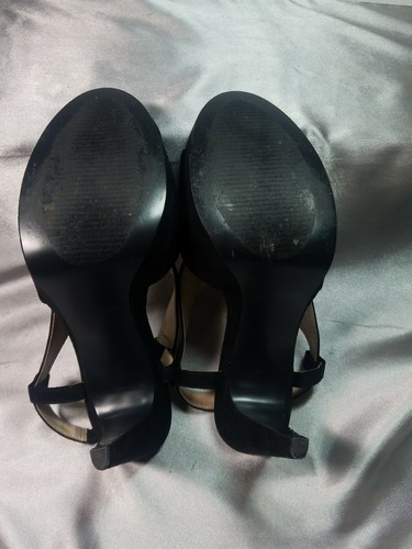 Nine West Toffler Black Crisscross Slingback High Heel Peep Toe Shoes Women's 8 - 第 8/10 張圖片