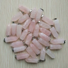 Natural Rose Quartz Stone Pendulum Hexagonal Pillar Pendants Wholesale